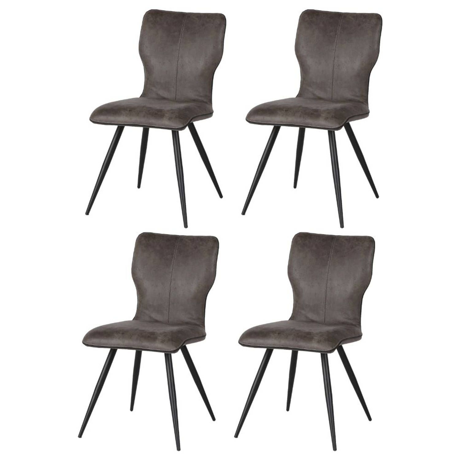 WAYS. eetkamerstoelen - grijs - set van 4 - modern design - houten poten