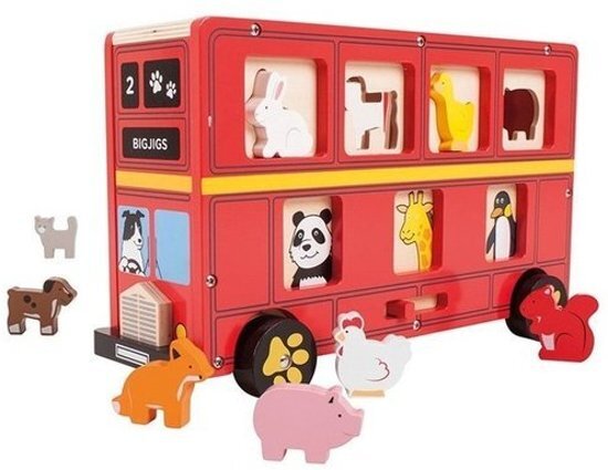 Bigjigs - Vormenstoof - Dierenbus- Groot - bus