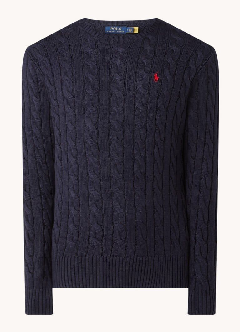 Ralph Lauren Cable Knit Sweater with Logo Embroidery