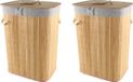 Merkloos 2x Bamboe houten wasmanden/wasgoedmanden 29 x 39 x 57 cm