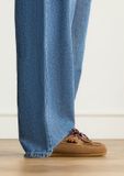 Manfield Dames Cognac Suède Instap Loafertjes Maat 39