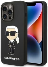 Karl Lagerfeld iPhone 14 Pro Max Serie - Siliconen Beschermhoes - Zwart - MagSafe Compatibel