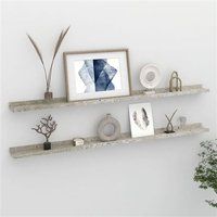 vidaXL 2x Etagères Murales Etagères Suspendues Etagères Flottantes Salon Salle de Séjour Chambre à Coucher Maison Intérieur Gris Béton 115x9x3 cm
