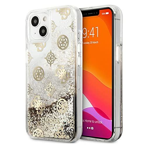 Guess GUHCP13SLGPEGO hoesje voor iPhone 13 Mini 5.4" - gouden Peony Liquid Glitter