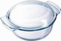3x Pyrex Ronde Glazen Ovenschalen met Deksel - 3 Liter - Transparant