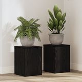 vidaXL Plantenstandaard 2 stuks Zwart eiken 25 x 25 x 35 cm Bewerkt hout