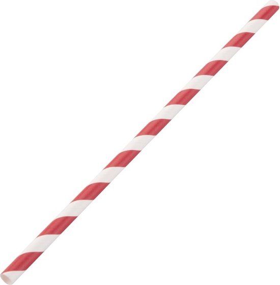 Fiesta Green Composteerbare Papieren Rietjes - Rood-Wit - Gestreept - 21cm (250 Stuks)