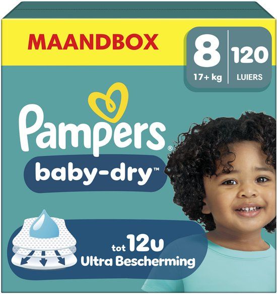 Pampers Baby-Dry - Maat 8 - 120 luiers - Maandbox