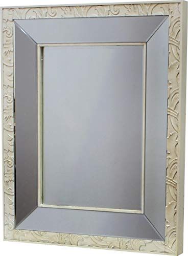 DRW DRW097568 Gesneden Wandspiegel Bloemen Beige 75 x 95 x 5 cm - Zilver