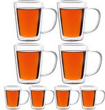 Monzana Theeglazen - Set van 8 Dubbelwandig 250ml - transparant