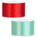 Rubans décoratifs Rouge et Vert menthe - Set 2x pièces - 38 mm x 25 mètres