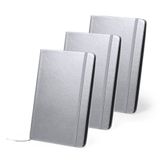 Merkloos Luxe pocket schrift harde kaft - 21 x 15 cm - Zilver - 80 blanco pagina's