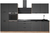 Vicco Complete keukeneenheid Fame-Line, Donkergrijs/Goudkleurig Eiken, 340 cm, WB Antraciet