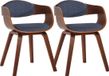 CLP Kingston set de 2 chaises de salle à manger - Avec accoudoir - Tissu - noyer/bleu