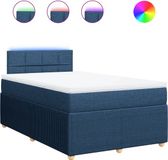 vidaXL Boxspring met matras stof blauw 120x190 cm