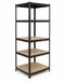 Relaxdays Heavy Duty Shelving Unit, H x W x D: 200 x 80 x 60 cm, 875 kg, Black/Brown | Storage Shelving, Cellar, Interlocking, 5 Tiers, MDF, Steel