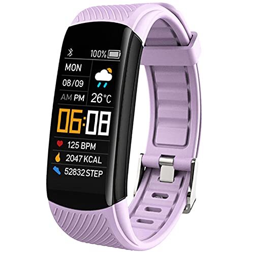 KDFJ Smart Horloge Sport Armband Bluetooth Bloeddruk Hartslag Fitness Tracker Waterdicht Polsband Mannen Vrouwen Smartband Voor Android IOS-Lichtpaars