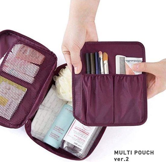 Make-up Tas voor Vrouwen - Donker Paars - Waterafstotend - 22x22x8 cm