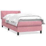 vidaXL Boxspring met matras fluweel roze 80x220 cm