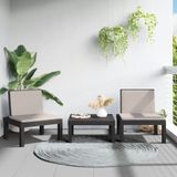 Prolenta Maison Exclusive Tuinset, 3-delig, met kussens, antracietkleurig, kunststof (PP)
