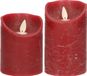 Anna's Collection LED kaarsen/stompkaarsen - set 2x - bordeaux rood - H10 en H12,5 cm - bewegende vlam