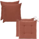 Hesperide 2x coussin de chaise + 2x coussin décoratif - terre cuite - polyester - résistant aux UV/à l'eau