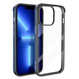 ASOBEAGE Metalen frame hoes voor iPhone 13 Pro, stootvast, slank, krasbestendig, vergelingsvrij, transparant (donkerblauw)