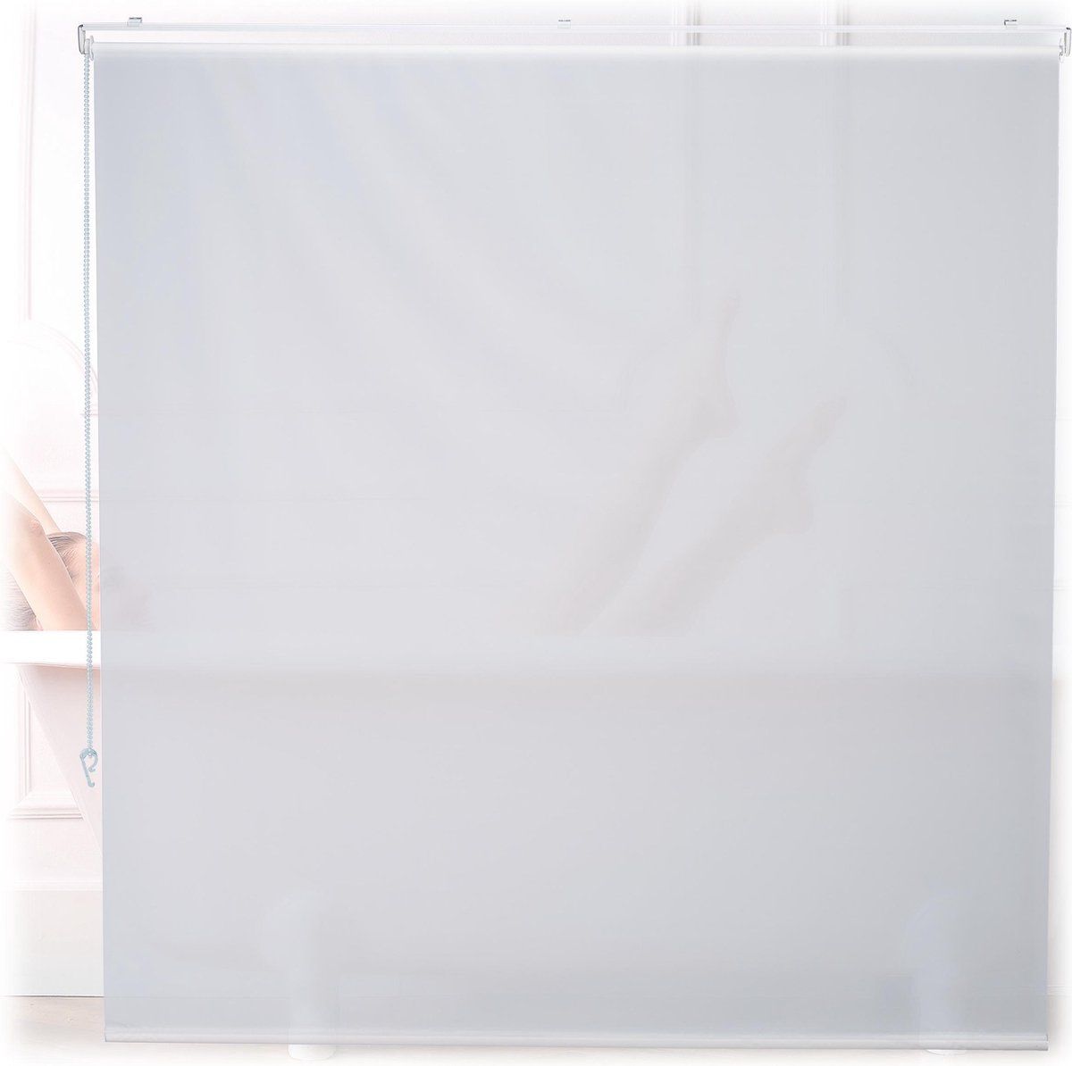 Relaxdays Douche rolgordijn wit - douchegordijn - waterafstotend
