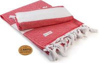 ARTG Hamamzz - Hamamdoek - Original Marmaris DeLuxe - Rouge/Blanc - 100 x 180 cm