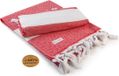 ARTG Hamamzz - Hamamdoek - Original Marmaris DeLuxe - Rouge/Blanc - 100 x 180 cm