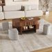 STILVORA Salontafel - Ovale Opbergtafel Met Schuifdeuren En Poefs - Voor Woonkamer - Houtlook Walnoot - 120x60x51,5 Cm