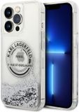 Karl Lagerfeld Liquid Glitter iPhone 14 Pro Max Beschermhoesje Zilver