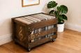 Retro Musique Houten LP Krat Op Wielen - 12 inch - Bruin - Voor 100 LP's