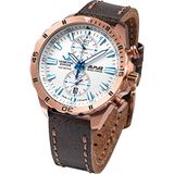 Vostok Europe Mannen analoog kwartshorloge met lederen band 6S11-320B676 Bruin Riemen, Bruin, Lanyards