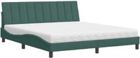 vidaXL Bed met matras "Hanko" fluweel donkergroen 180x200 cm