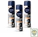NIVEA MEN 3 x Deodorant Spray Black & White Ultimate Impact - 150 ml