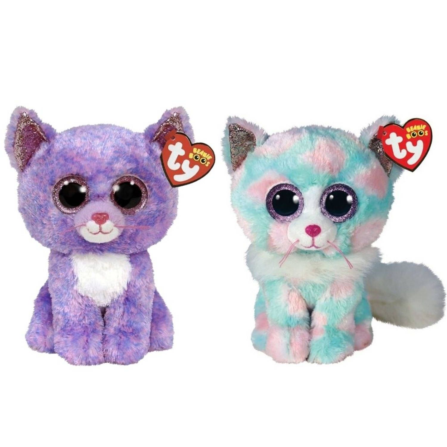 TY - Knuffel - Beanie Buddy - Cassidy Cat & Opal Cat - Meerkleurig