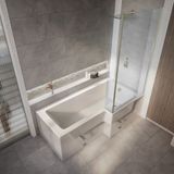 Sanford Baignoire douche asymétrique - 150 cm x 85 cm - Pare-baignoire laiton ancien - Angle droit