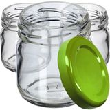 KADAX Weckpotten, 40 ml, mini-inmaakpotten, kruidenpotjes met schroefdeksel, inmaakglas, testpotten, jampotten, mini-honingpotten, ronde potten (10 stuks, groen deksel)
