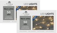 Anna's Collection Kerstverlichting - 3x - met timer - 375 cm - Lichtsnoer transparant - met 50 leds