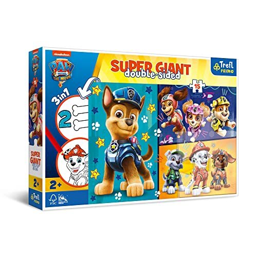 Trefl Primo - Paw Patrol, Vrolijke Honden - 3In1: Puzzel Van 15 Zeer Grote Elementen, Kleurboek, Spel Met Kleurelementen, Kleurrijke Puzzel Met Sprookjeshelden, Leuk Voor Kinderen Vanaf 2 Jaar