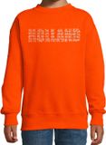 Bellatio Decorations Glitter Holland sweater oranje met steentjes/rhinestones voor kinderen - Oranje fan shirts - Holland / Nederland supporter - EK/ WK trui / outfit 96/104 (3-4 jaar)