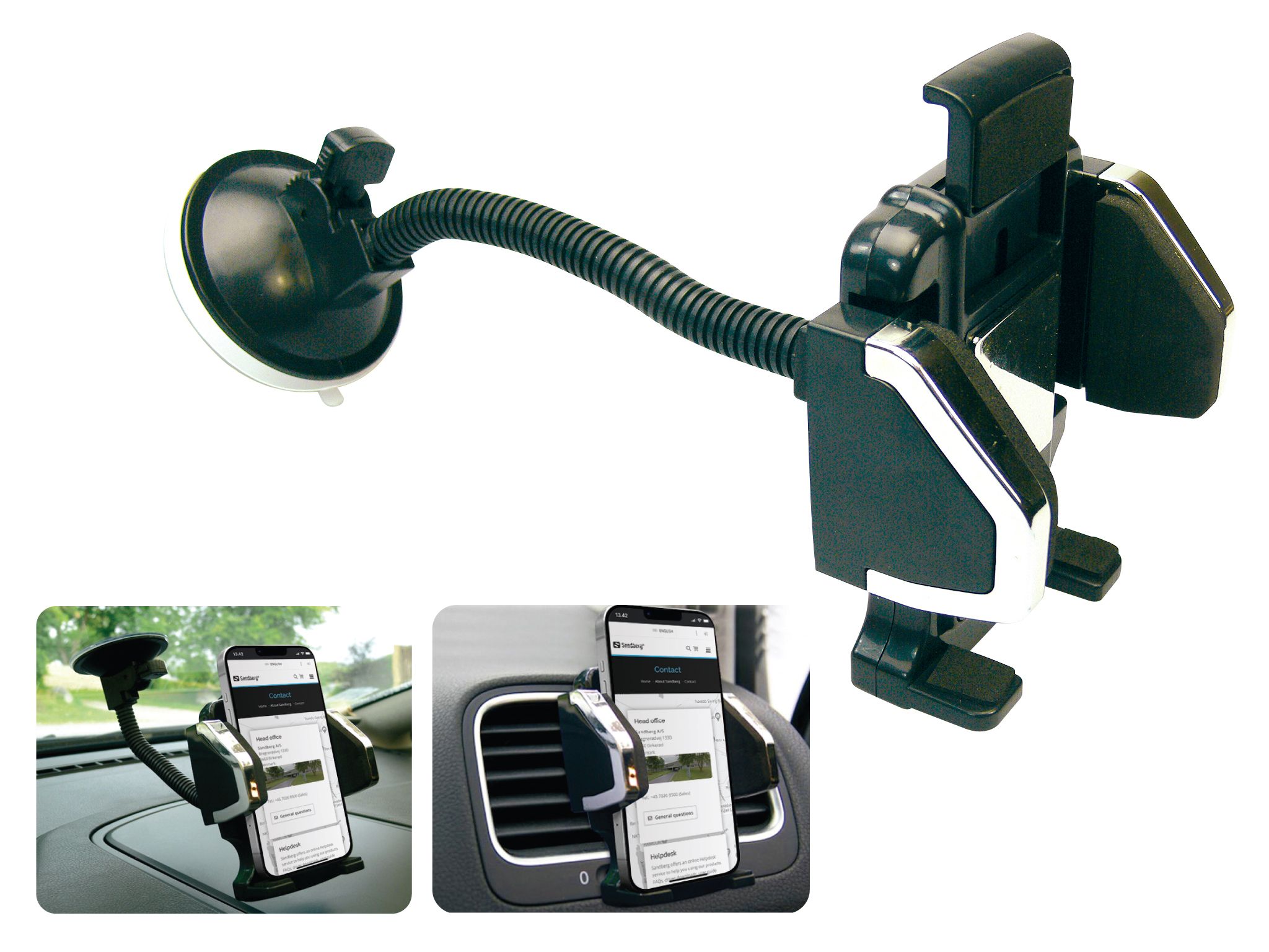 Sandberg In Car Universal Mobile Holder - Zwart