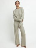 Admas Comfy Dames Pyjama Rondhals Lange Mouw – Grijs/Groen - XL