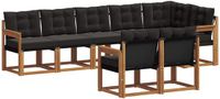 vidaXL - Hoek loungeset - Acacia hout - Naturel en zwart - 8 zitplaatsen