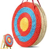VEVOR Boogschieten doel, 5 lagen 50 cm pijldoel, traditioneel massief stro rond boogschieten doel schietboog, handgemaakte pijlen doel, gekleurd touw doel voor achtertuin outdoor jacht schieten