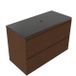 Saniclass Holz Pure Badkamermeubelset - 100x45x63cm - Noche basalten wastafelblad gepolijst (zwart) - zonder kraangat - 2 lades - mat walnut pure (hout) SW1420789/SW728236