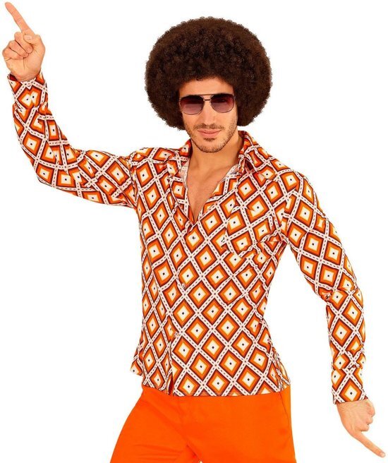 - Hippie Kostuum Groovy Garry 70s Heren Shirt, Ruit Man XXL Carnaval kostuum Verkleedkleding