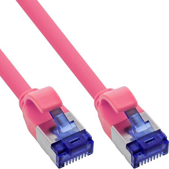 InLine SFTP CAT6a slimline flexibele netwerkkabel | TPE LSZH | roze | 7 meter