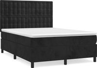 vidaXL Boxspringbed met matras, fluweel, zwart, 140x200 cm